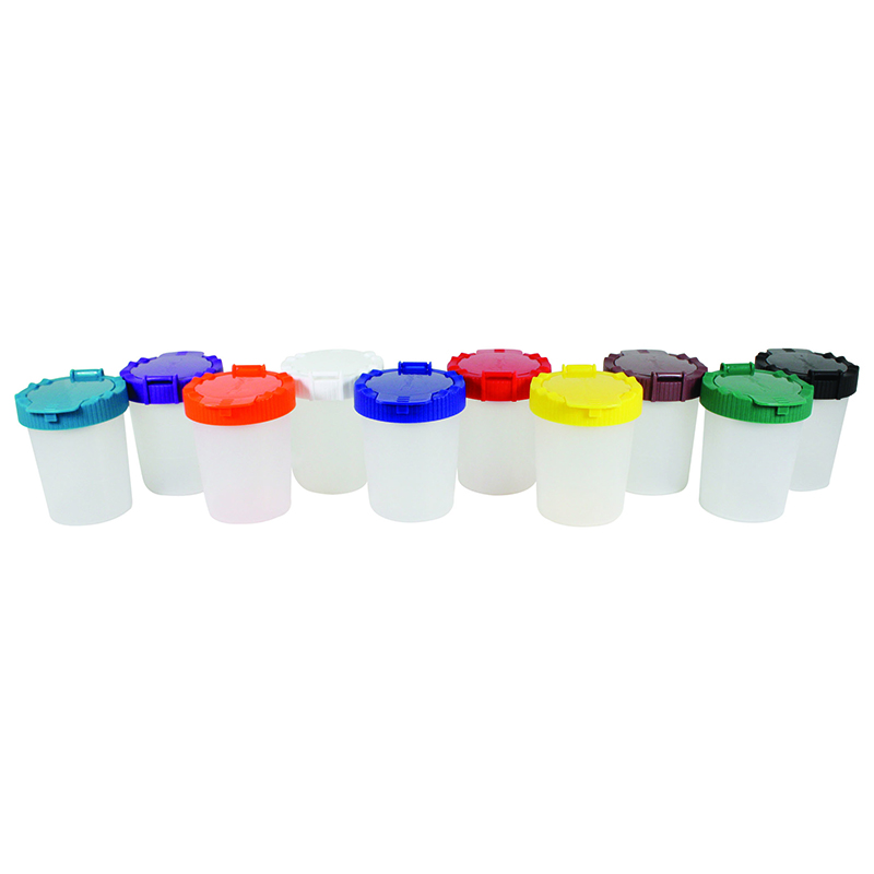 No-Spill Cups, Assorted Lid Colors, Pack of 10