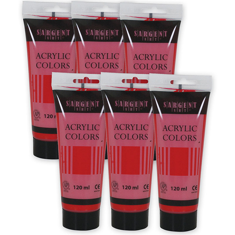 Acrylic Paint Tube, 120 ml, Scarlet Lake, Pack of 6