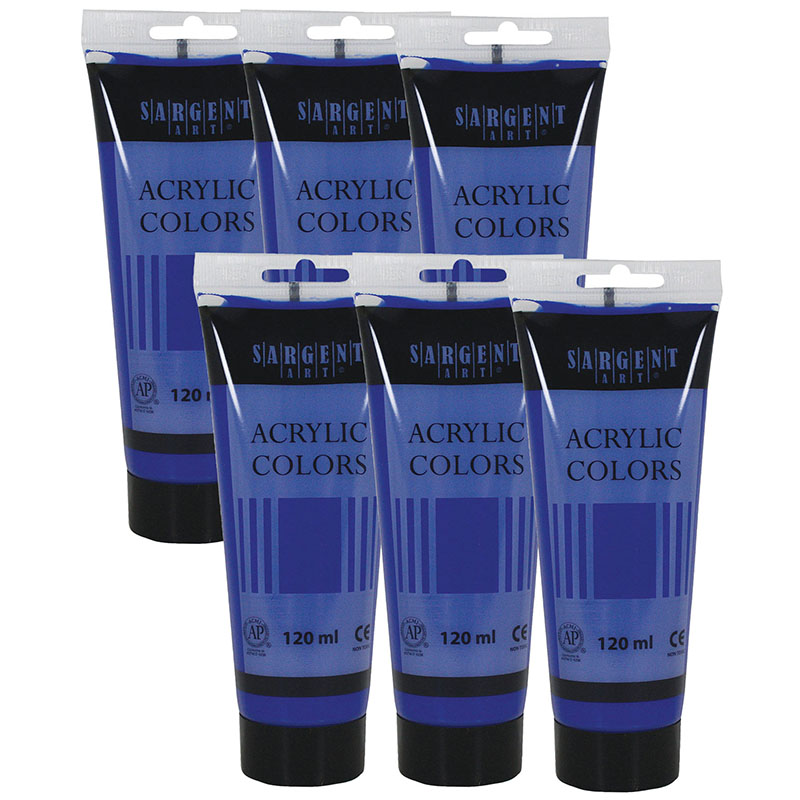 Acrylic Paint Tube, 120 ml, Cobalt Blue Hue, Pack of 6