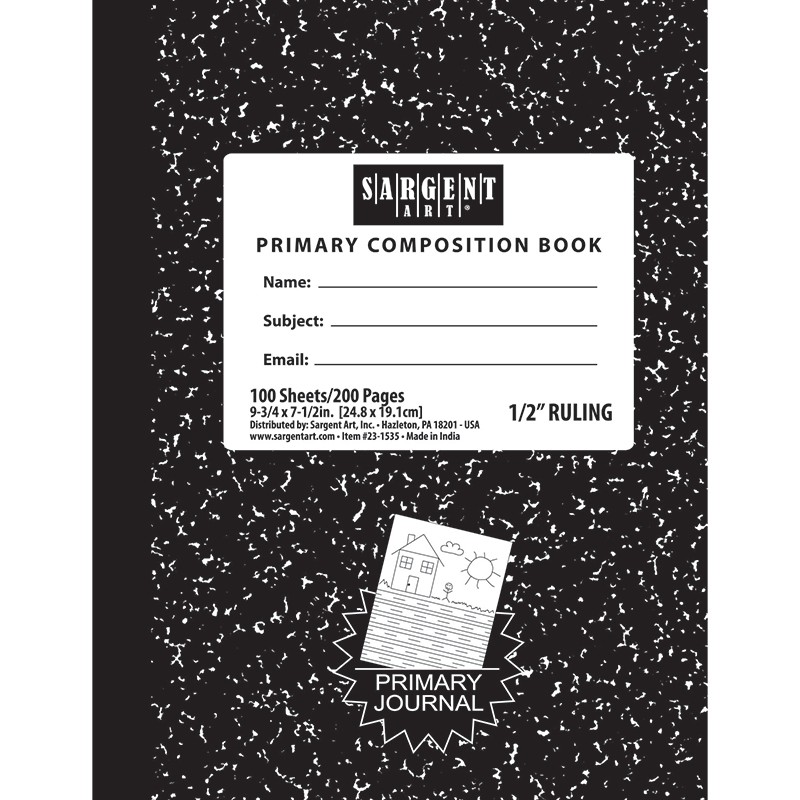 Primary Wide Ruled Composition Hard Cover Notebook, 7.5" x 9.75", 100 Sheets