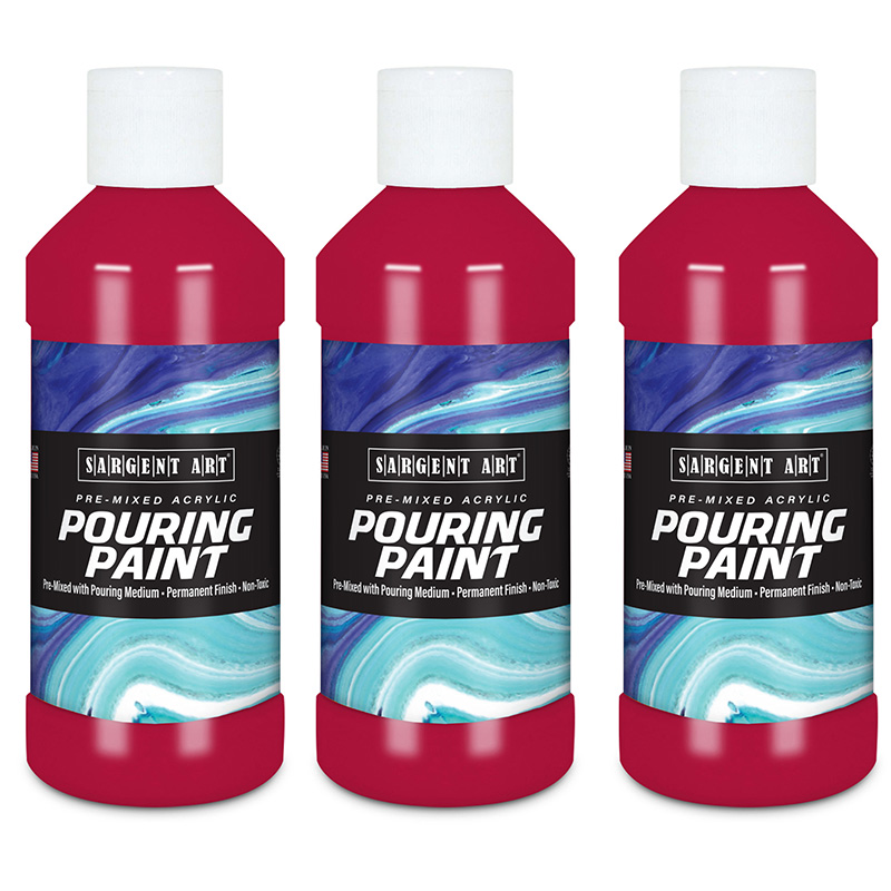 Acrylic Pouring Paint, 8 oz, Rubine Red, Pack of 3