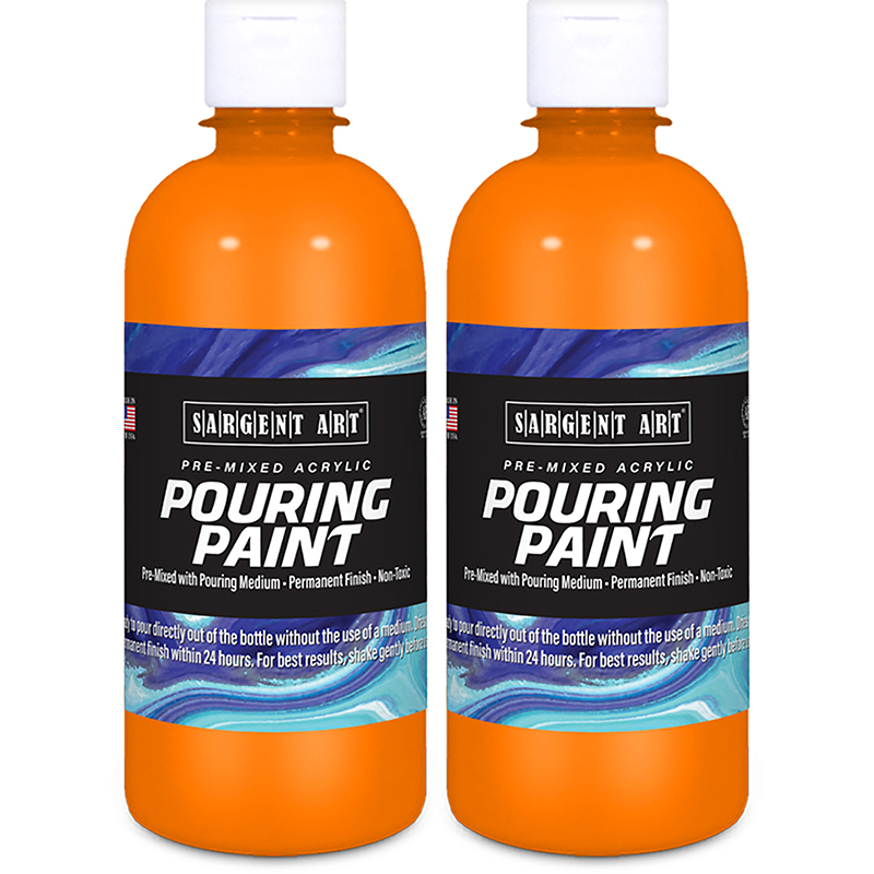 Acrylic Pouring Paint, 16 oz, Orange, Pack of 2