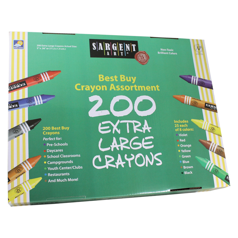 Best-Buy Crayon Assortment, Extra Large Size (Big Ones), 8 Colors, 200 Count