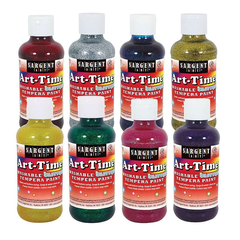 ART-TIME 8 OZ WASHABLE  GLITTER 8CT ASST