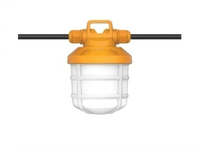 50 Watt LED High-Lumen Industrial / Commercial String Light; 5 Inter-Connected Lamps; 5000K; Integrated Cord / Plug; 120 Volt