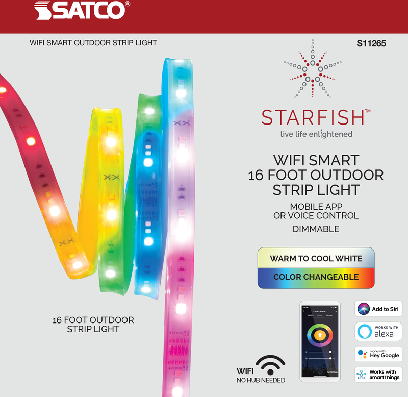 28 Watt; 16FT; Outdoor; LED; RGBW Strip Light; Starfish IOT; 120 Volt; 2500 Lumens