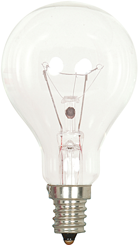 40 Watt A15 Incandescent; Clear; Appliance Lamp; 1000 Average rated hours; 420 Lumens; Candelabra base; 120 Volt; 2-Card