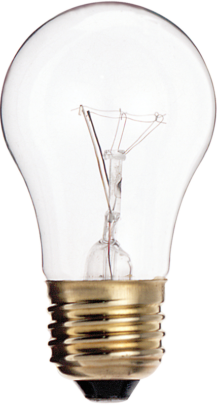 40 Watt A15 Incandescent; Clear; Appliance Lamp; 2500 Average rated hours; 300/225 Lumens; Medium base; 130/120 Volt; Carded