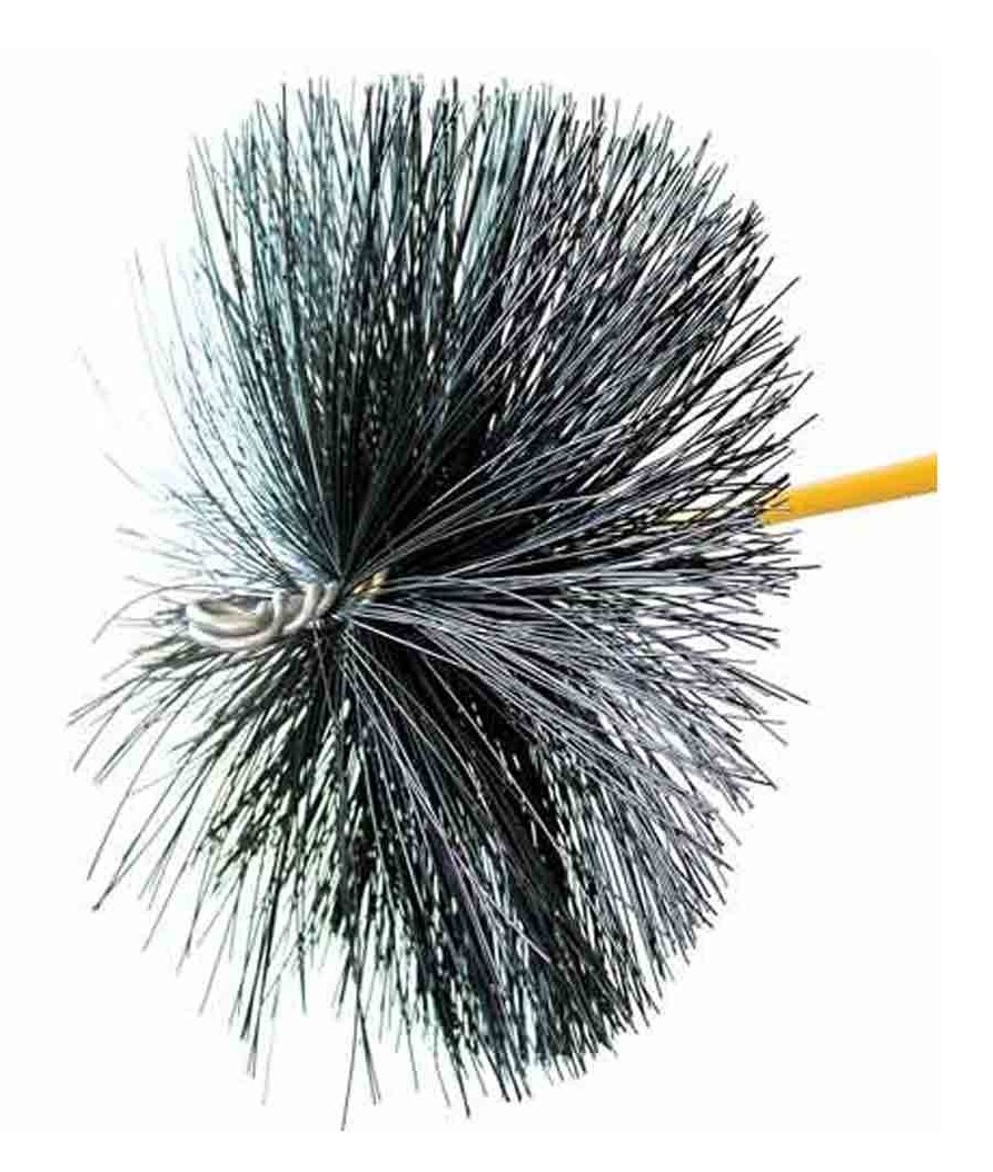 16" Round Duct Cleaning Nylon Bristle Brush with 3/8" PT