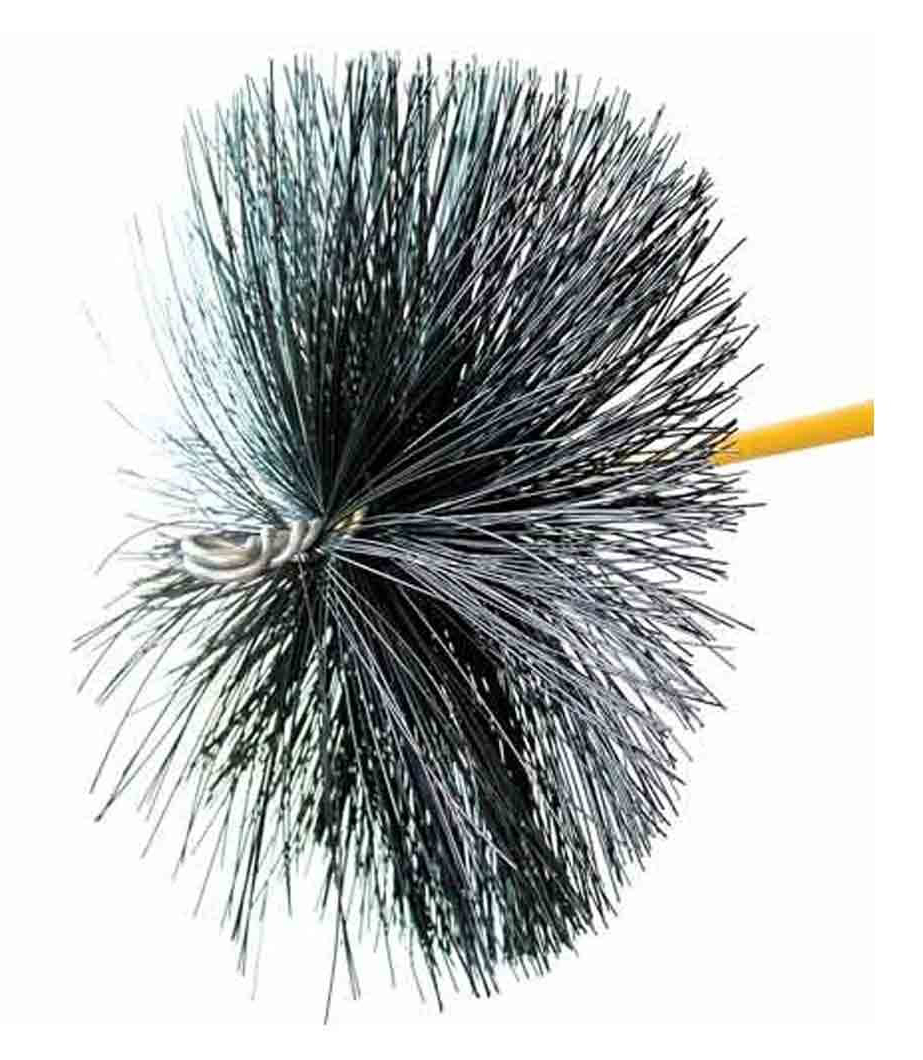 24" Round Duct Cleaning Nylon Bristle Brush with 3/8" PT