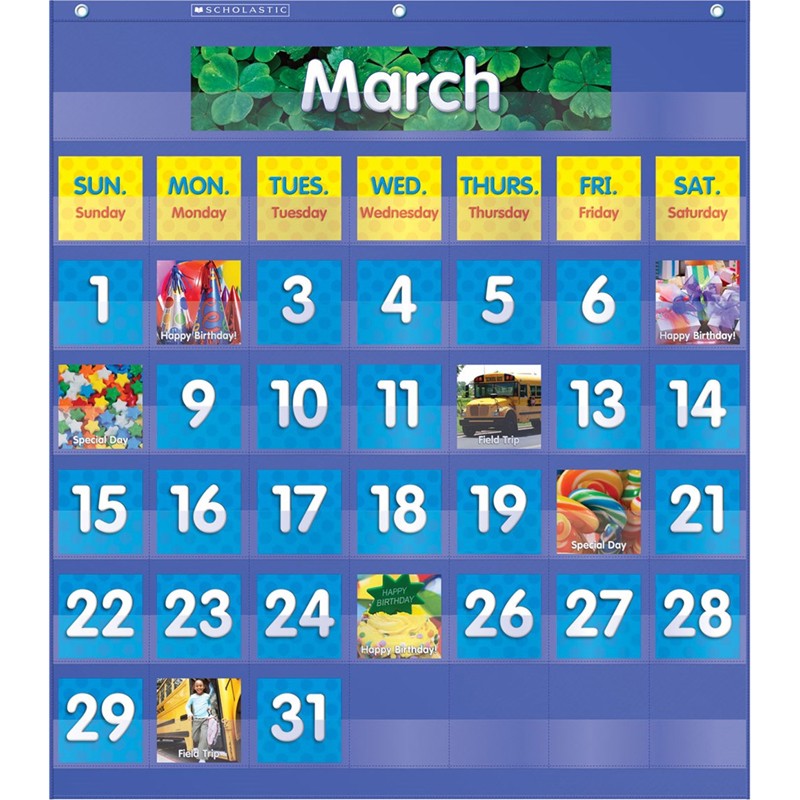 Monthly Calendar Pocket Chart, 61 Pieces