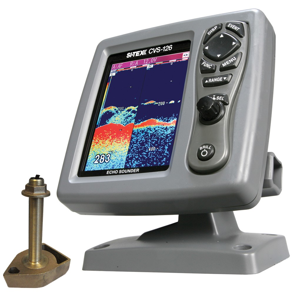 SI-TEX CVS-126 Dual Frequency Color Echo Sounder w/600kW Thru-Hull Transducer 1700/50/200T-CX