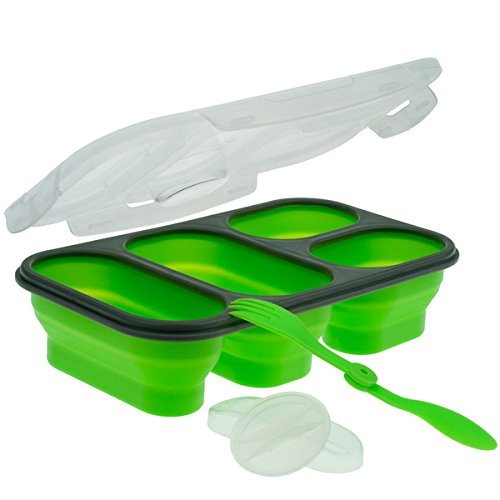 Smart Planet PP1LPG Green 4 Compartment Collapsible Meal Kit