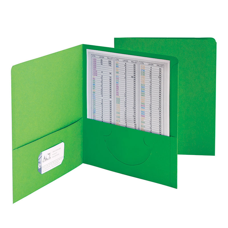 Two-Pocket Heavyweight Folder, Up to 100 Sheets, Letter Size, Green, Pack of 25