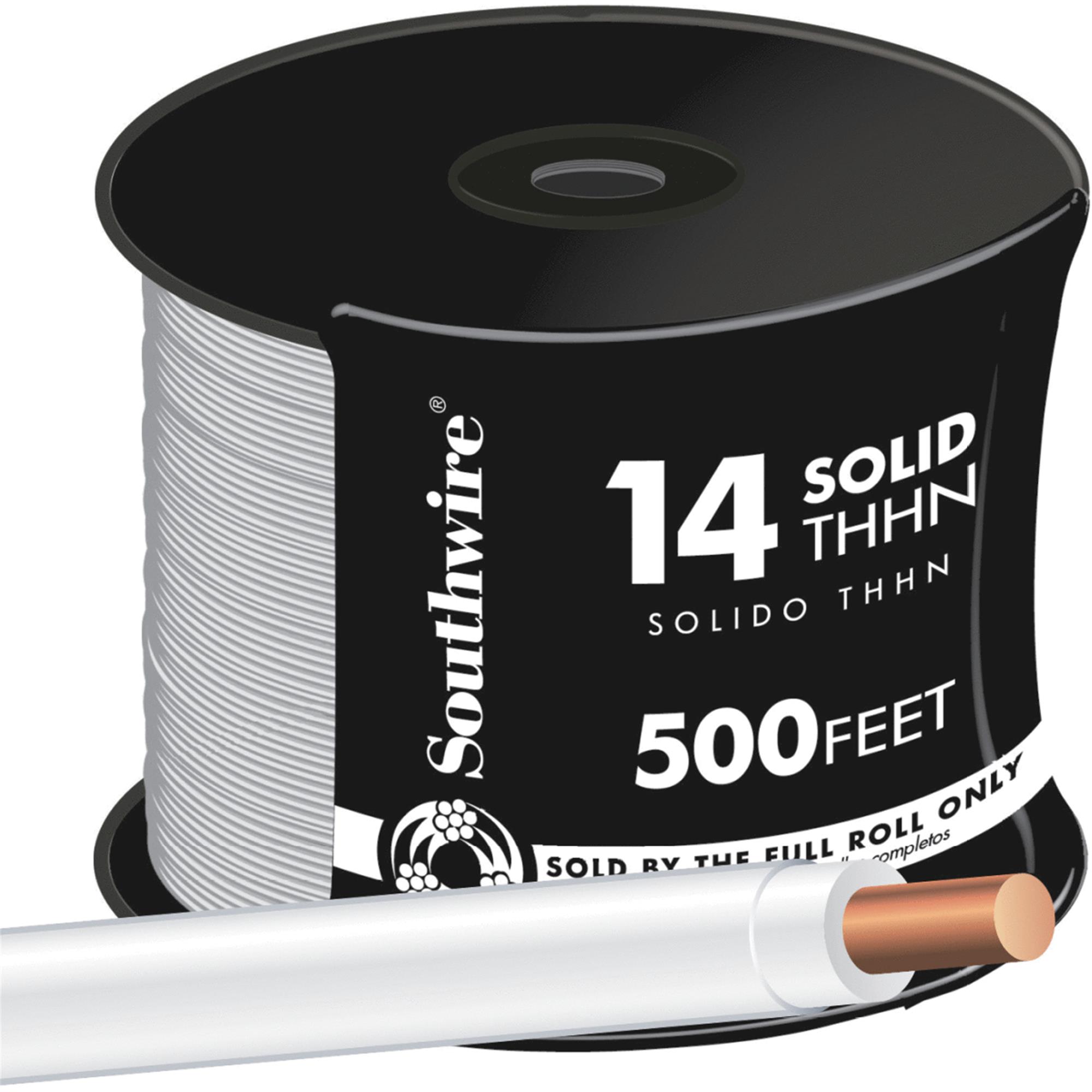 14 Awg White 500 Feet Thhn Solid Strand Building Wire 