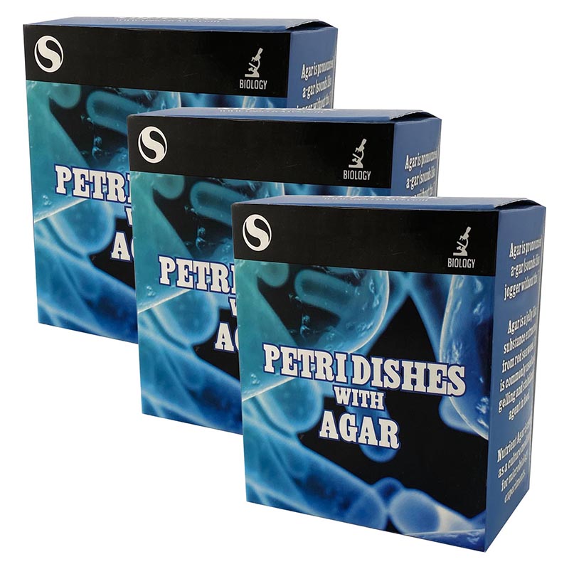 Plastic Petri Dish with Agar, 3 Per Set, 3 Sets