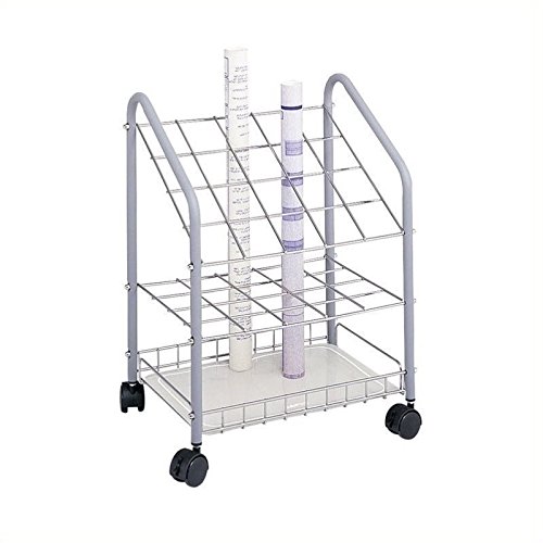 Safco Tabular Steel Wire Roll File - 3.75" Roll Diameter Supported - Locking Casters - Gray - Steel - 1 Each