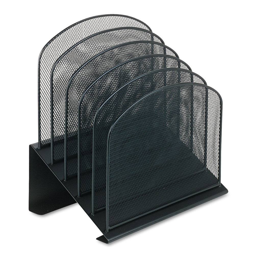 Safco Onyx Wire Mesh Desktop Organizer - 5 Compartment(s) - 1" - 12" Height x 11.3" Width x 7.3" Depth - Desktop - Black - Steel