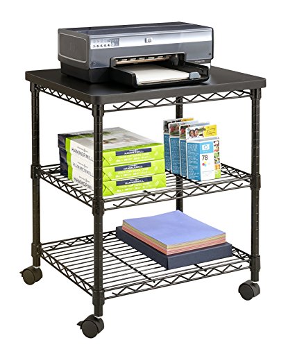 Safco Deskside Wire Machine Stand - 200 lb Load Capacity - 2 x Shelf(ves) - 27" Height x 24" Width x 20" Depth - Steel - Black