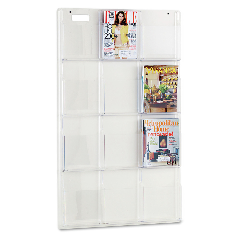 Safco 12 Pocket Magazine Display - 12 Pocket(s) - 49" Height x 30" Width x 2" Depth - Break Resistant - Clear - Plastic - 1 Each