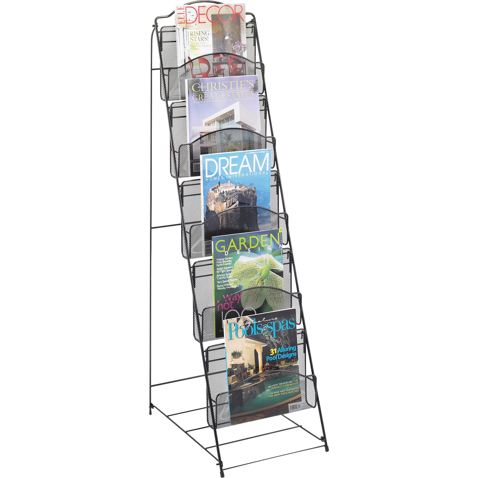 Onyx Magazine Floor Rack, 12.5w x 18.5d x 46h, Black