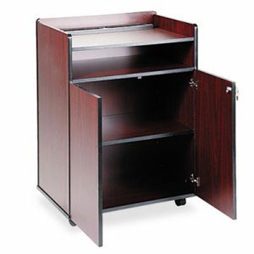 Executive Mobile Presentation Stand, 29.5w x 20.5d x 40.75h, Mahogany