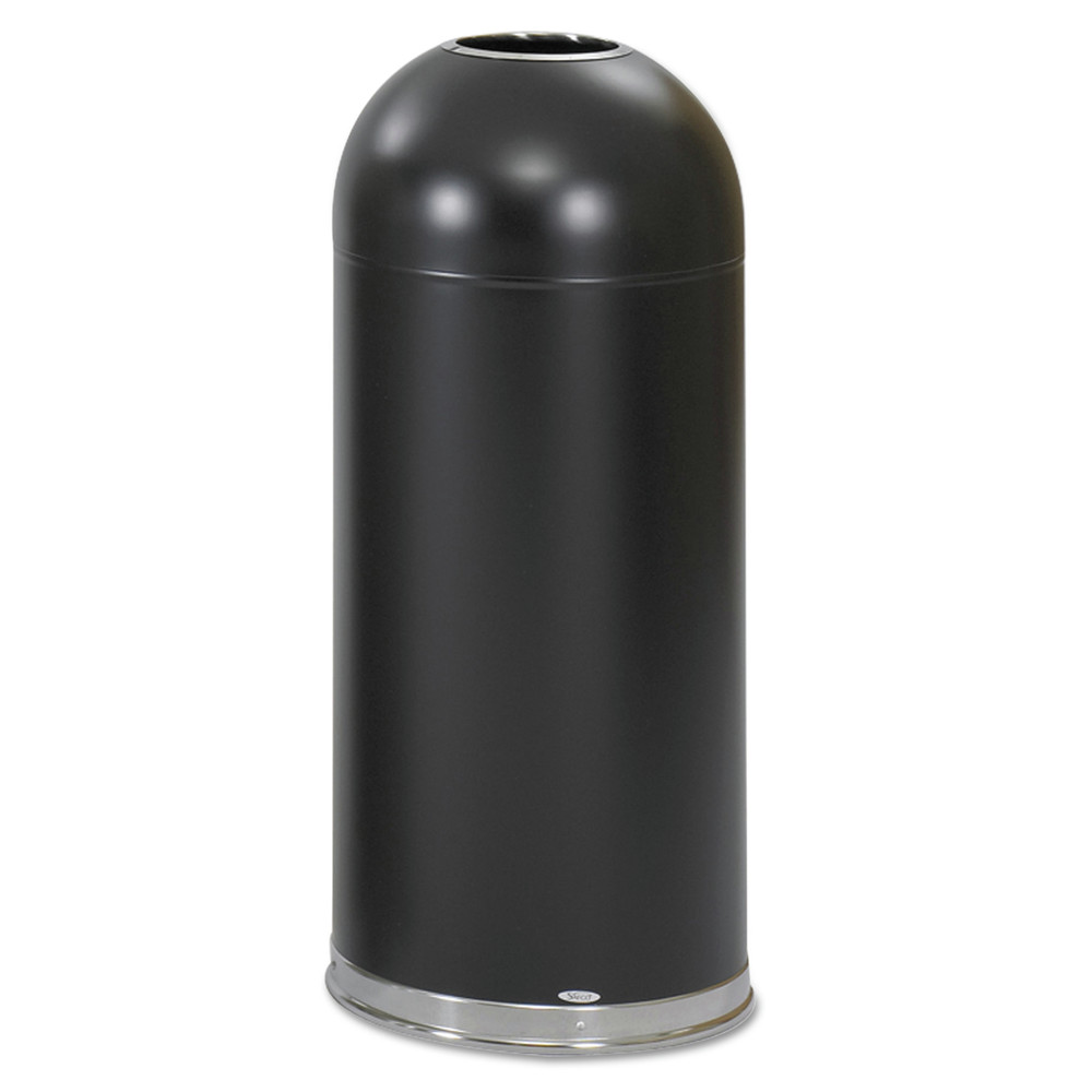 Safco Open Top Dome Waste Receptacle - 15 gal Capacity - Round - 15" Opening Diameter - 37" Height - Stainless Steel - Black - 1