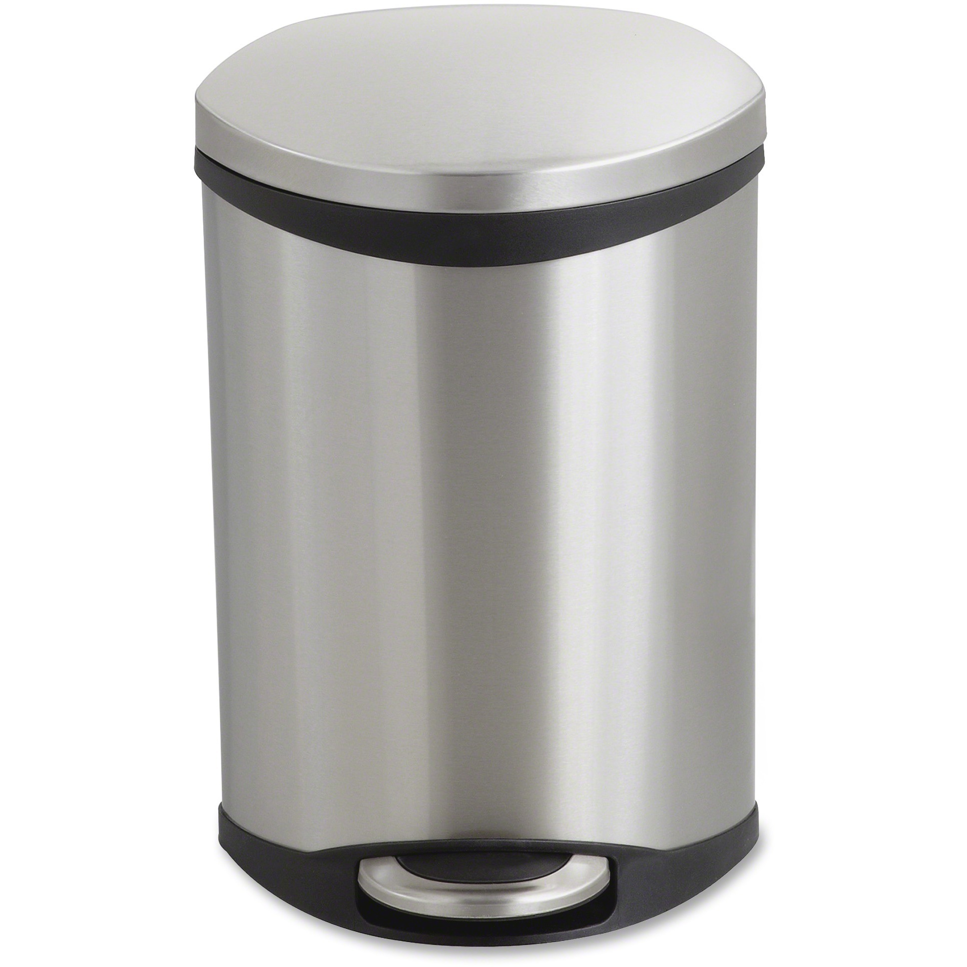 Safco Ellipse Hands Free Step-On Receptacle - 3 gal Capacity - 17" Height x 12" Width x 8.5" Depth - Steel, Plastic - Stainless 