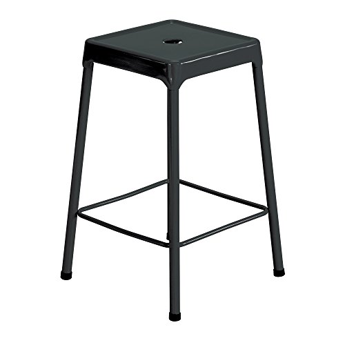 Counter-Height Steel Stool, Backless, Supports Up to 250 lb, 25" Seat Height, Black