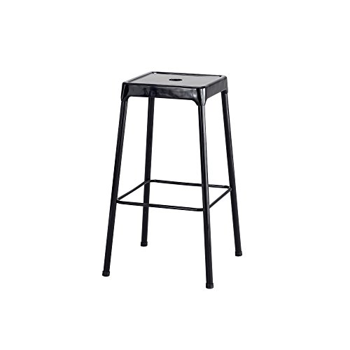 Bar-Height Steel Stool, Backless, Supports Up to 250 lb, 29" Seat Height, Black