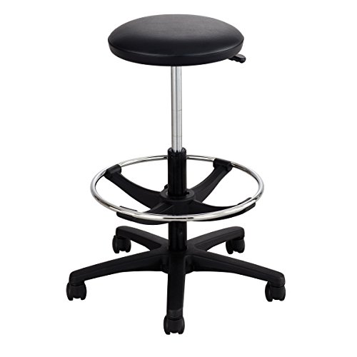 Extended-Height Lab Stool, Backless, Supports Up to 250 lb, 22" to 32" Seat Height, Black