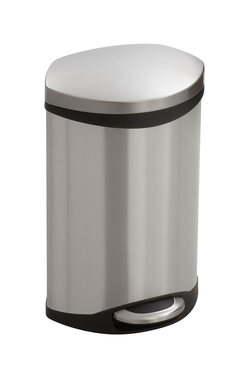 Safco Ellipse Hands Free Step-On Receptacle - 3 gal Capacity - 17" Height x 12" Width x 8.5" Depth - Steel, Plastic - Stainless 