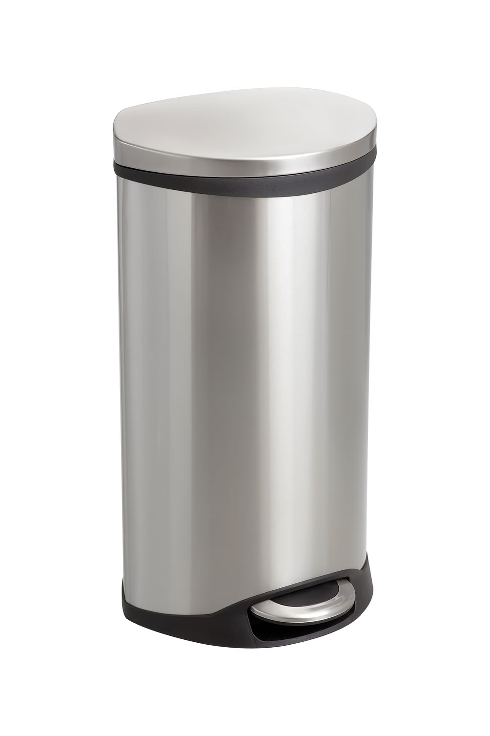 Safco Ellipse Hands Free Step-On Receptacle - 7.50 gal Capacity - 26.5" Height x 15" Width x 13.5" Depth - Steel, Plastic - Stai