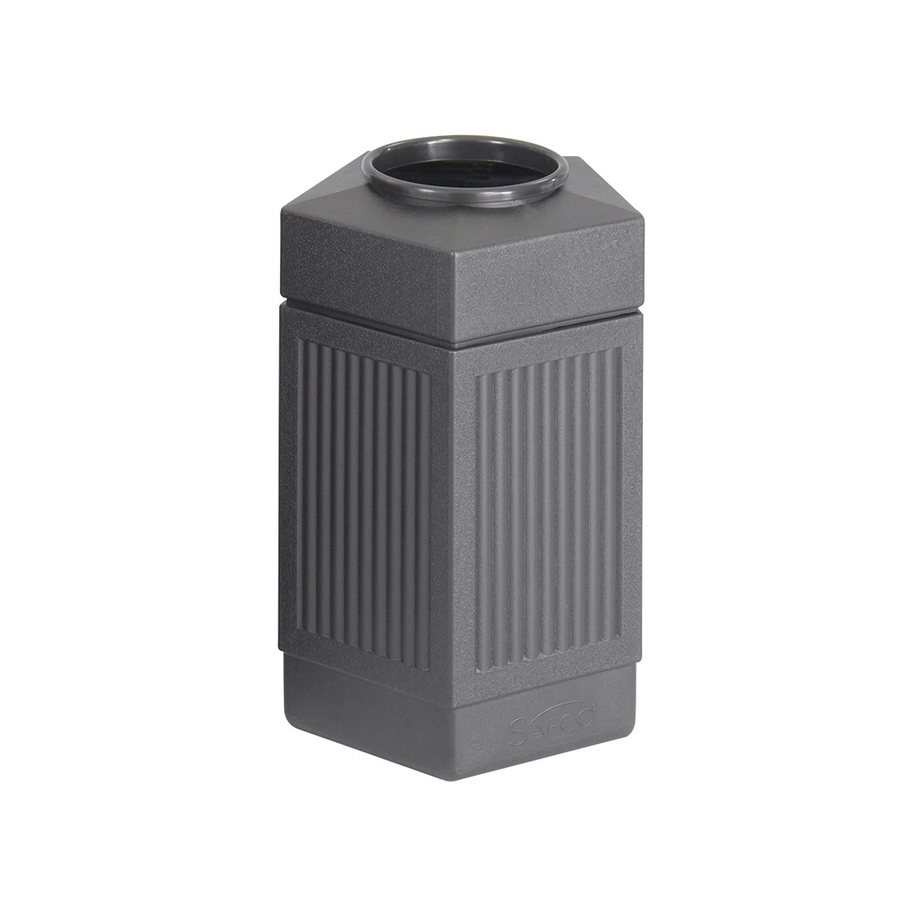 Safco Indoor/Outdoor Pentagon Shape Receptacle - 30 gal Capacity - 28.8" Height x 18" Width x 18.5" Depth - Polyethylene - Black