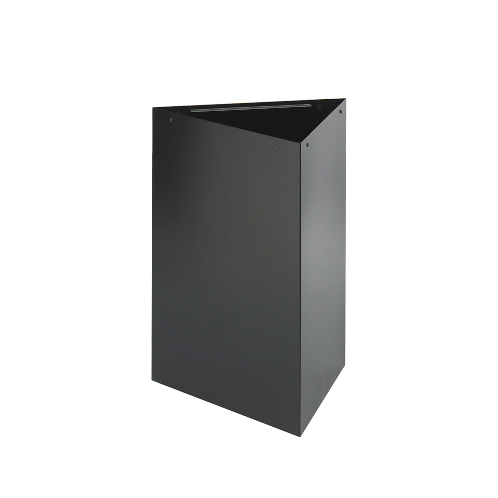 Trifecta Receptacle 26" High Base, Triangular, 15gal, Black