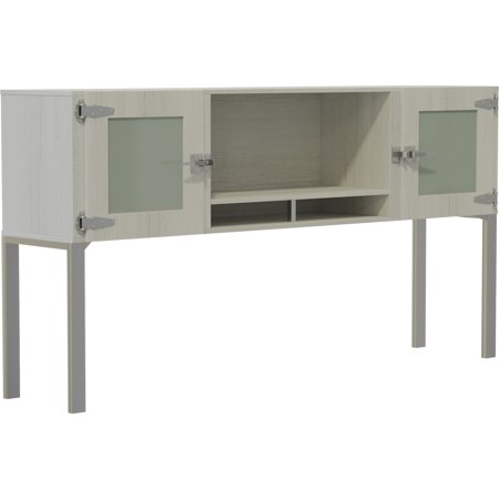 Mirella 72 Hutch with Glass Doors White Ash