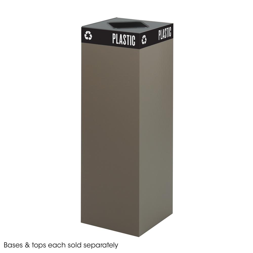 Public Recycling Container, Square, Steel, 42gal, Brown