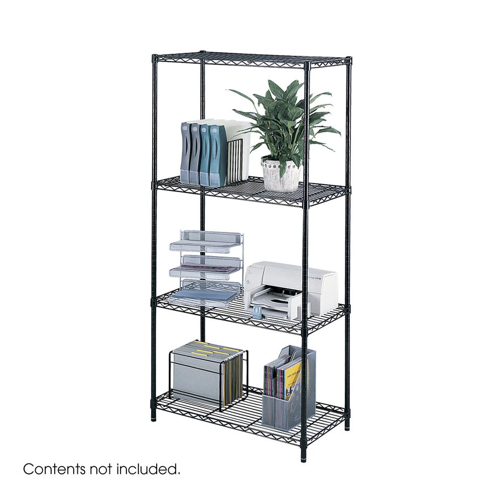 Safco Industrial Wire Shelving - 36" x 18" x 72" - 4 x Shelf(ves) - Rust Proof, Leveling Glide, Adjustable Leveler, Adjustable F