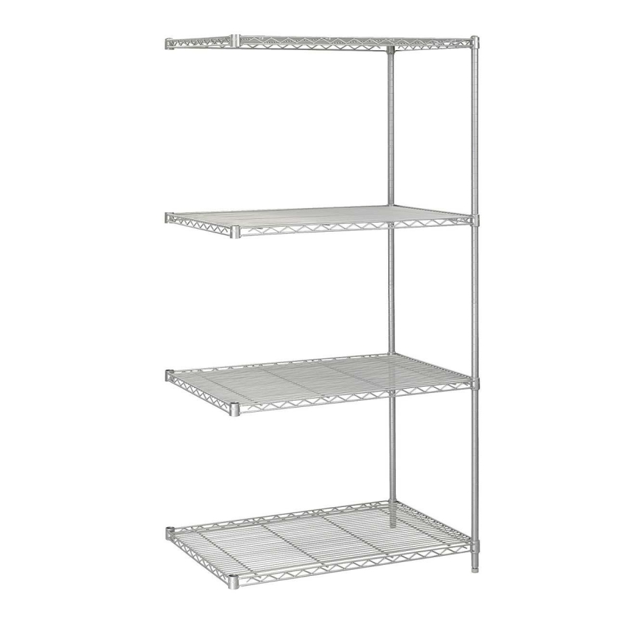 5289GR Add-On Wire Shelving - 36.0" x 24.0" x 72.0" - 4 x Shelf(ves) - Dust Proof, Adjustable Leveler, Adjustable Feet - Metalli