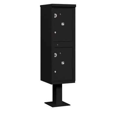 Outdoor Parcel Locker (Includes Pedestal and Master Commercial Locks) - 2 Compartments - Black - Private Access