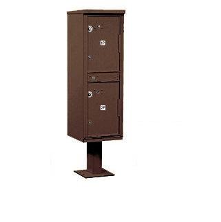 Outdoor Parcel Locker (Includes Pedestal and Master Commercial Locks) - 2 Compartments - Bronze - Private Access