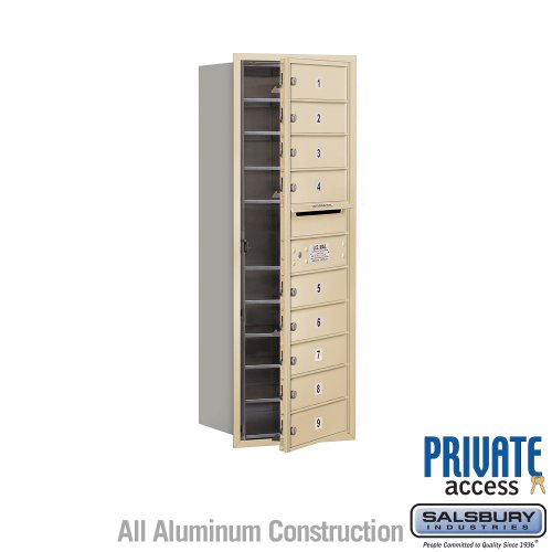 4C Horizontal Mailbox - 11 Door High Unit - Single Column - 9 MB1 Doors - Sandstone - Front Loading - Private Access