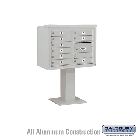 4C Pedestal Mailbox (Includes 26 Inch High Pedestal and Master Commercial Lock) - 6 Door High Unit (51-5/8 Inches) - Double Colu