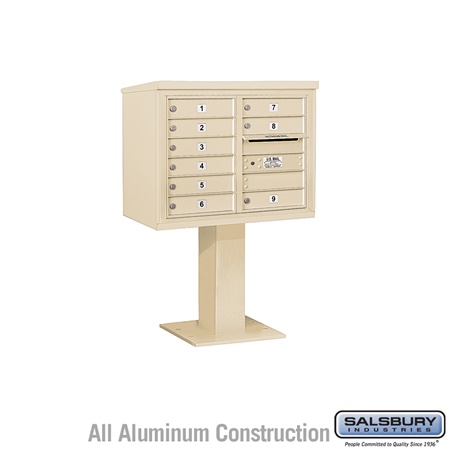 4C Pedestal Mailbox (Includes 26 Inch High Pedestal and Master Commercial Lock) - 6 Door High Unit (51-5/8 Inches) - Double Colu