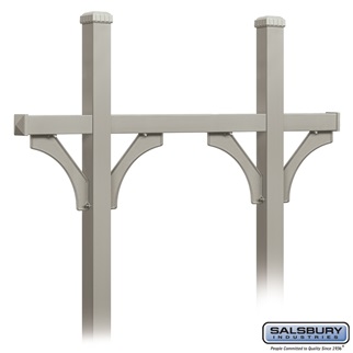 Deluxe Mailbox Post - Bridge Style for (5) Mailboxes - In-Ground Mounted - Nickel