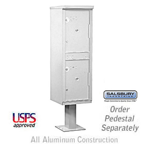 Outdoor Parcel Locker (Includes Pedestal and Master Commercial Locks) - 2 Compartments - Gray - Private Access