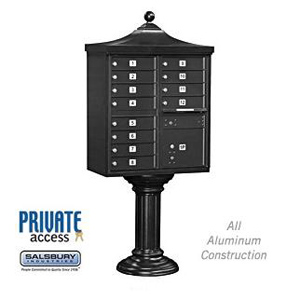 Regency Decorative Cluster Box Unit - 12 A Size Doors - Type II - Black - Private Access