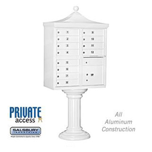 Regency Decorative Cluster Box Unit - 12 A Size Doors - Type II - White - Private Access