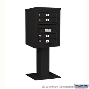 4C Pedestal Mailbox (Includes 26 Inch High Pedestal and Master Commercial Lock) - 6 Door High Unit (51-5/8 Inches) - Single Colu