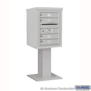 4C Pedestal Mailbox (Includes 26 Inch High Pedestal and Master Commercial Lock) - 6 Door High Unit (51-5/8 Inches) - Single Colu